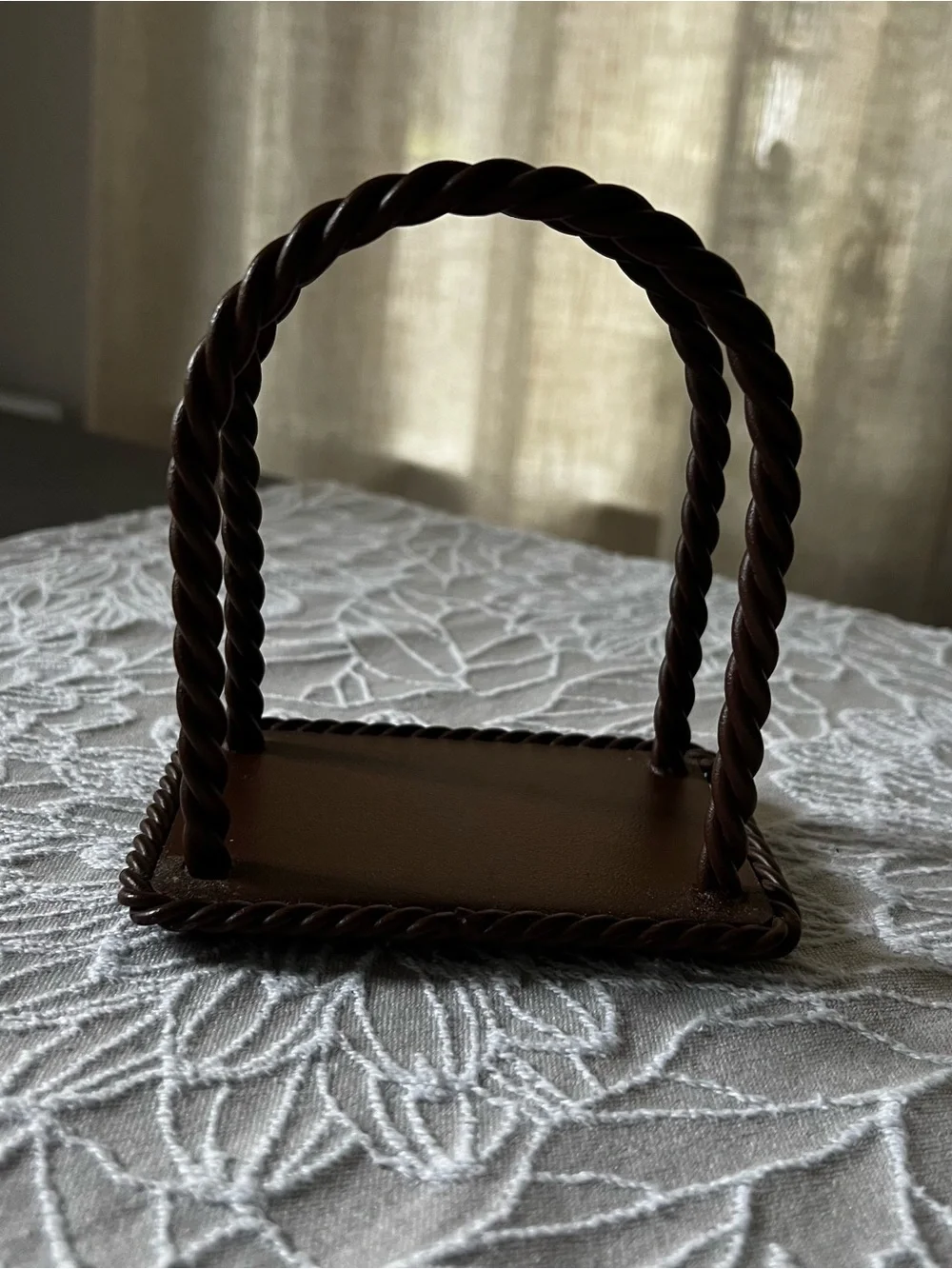 Vintage Cast Metal Twisted Rope Napkin Holder